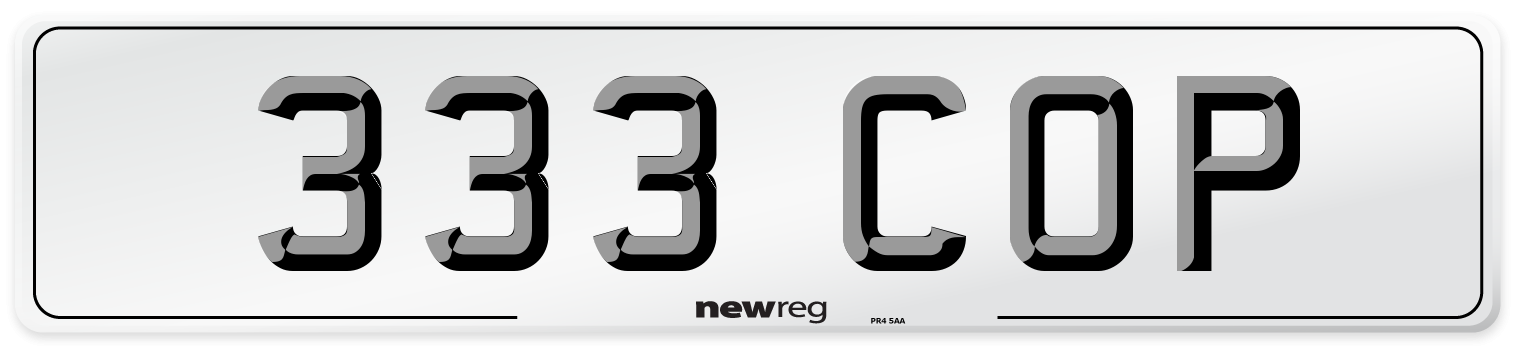 333 COP Number Plate from New Reg